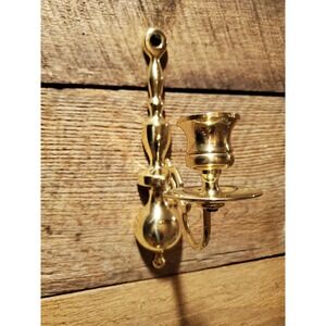 Vintage Baldwin Brass Single Arm Wall Sconce Candle Holder - Solid Forged USA